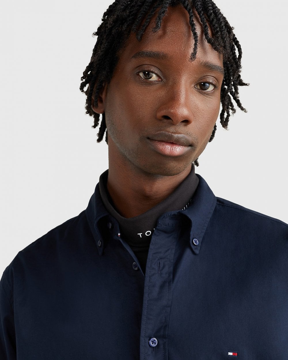 Tommy Hilfiger Core Flex Mens Long Sleeve Poplin Shirt - Desert Sky