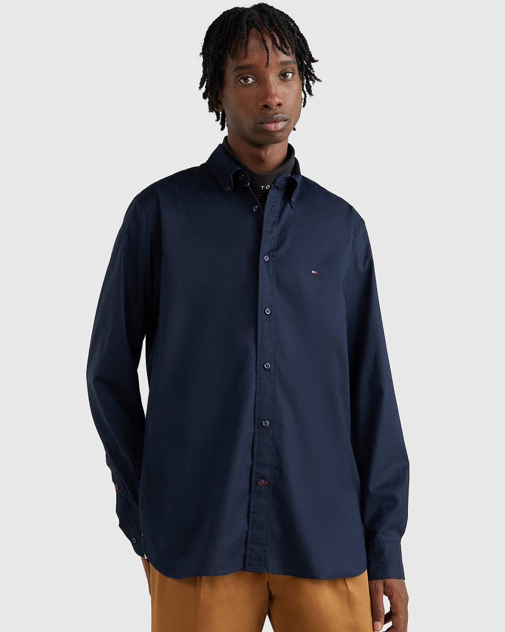 Tommy Hilfiger Core Flex Mens Long Sleeve Poplin Shirt - Desert Sky