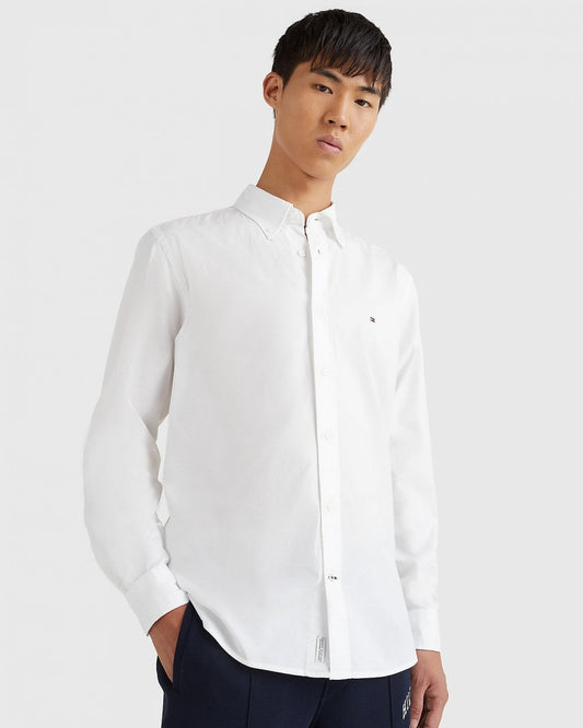Tommy Hilfiger Core Flex Mens Long Sleeve Poplin Shirt - White