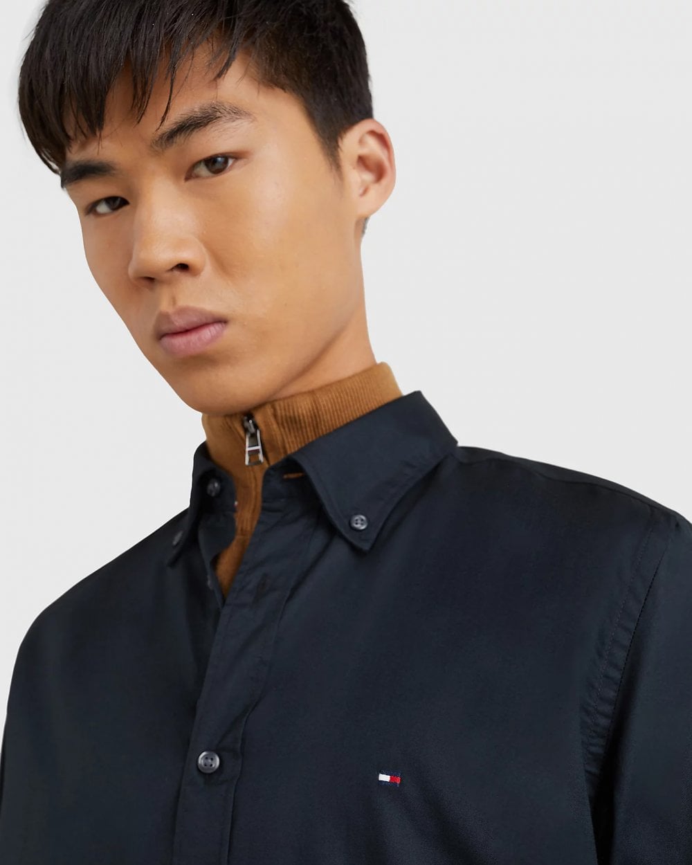 Tommy Hilfiger Core Flex Mens Long Sleeve Poplin Shirt - Black