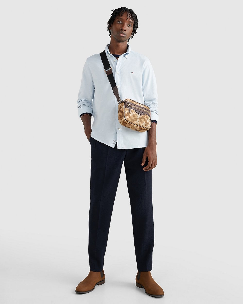 Tommy Hilfiger Core 1985 Flex Mens Long Sleeve Oxford Shirt - Calm Blue