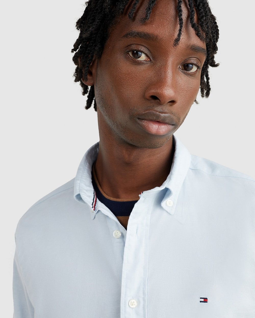 Tommy Hilfiger Core 1985 Flex Mens Long Sleeve Oxford Shirt - Calm Blue