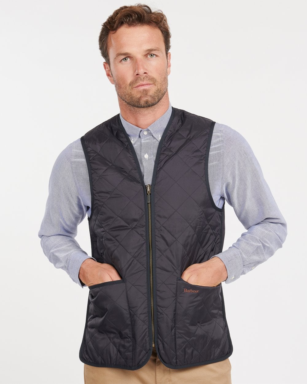 Barbour Quilted Mens Waistcoat/Zip-In Liner - Navy/Dress
