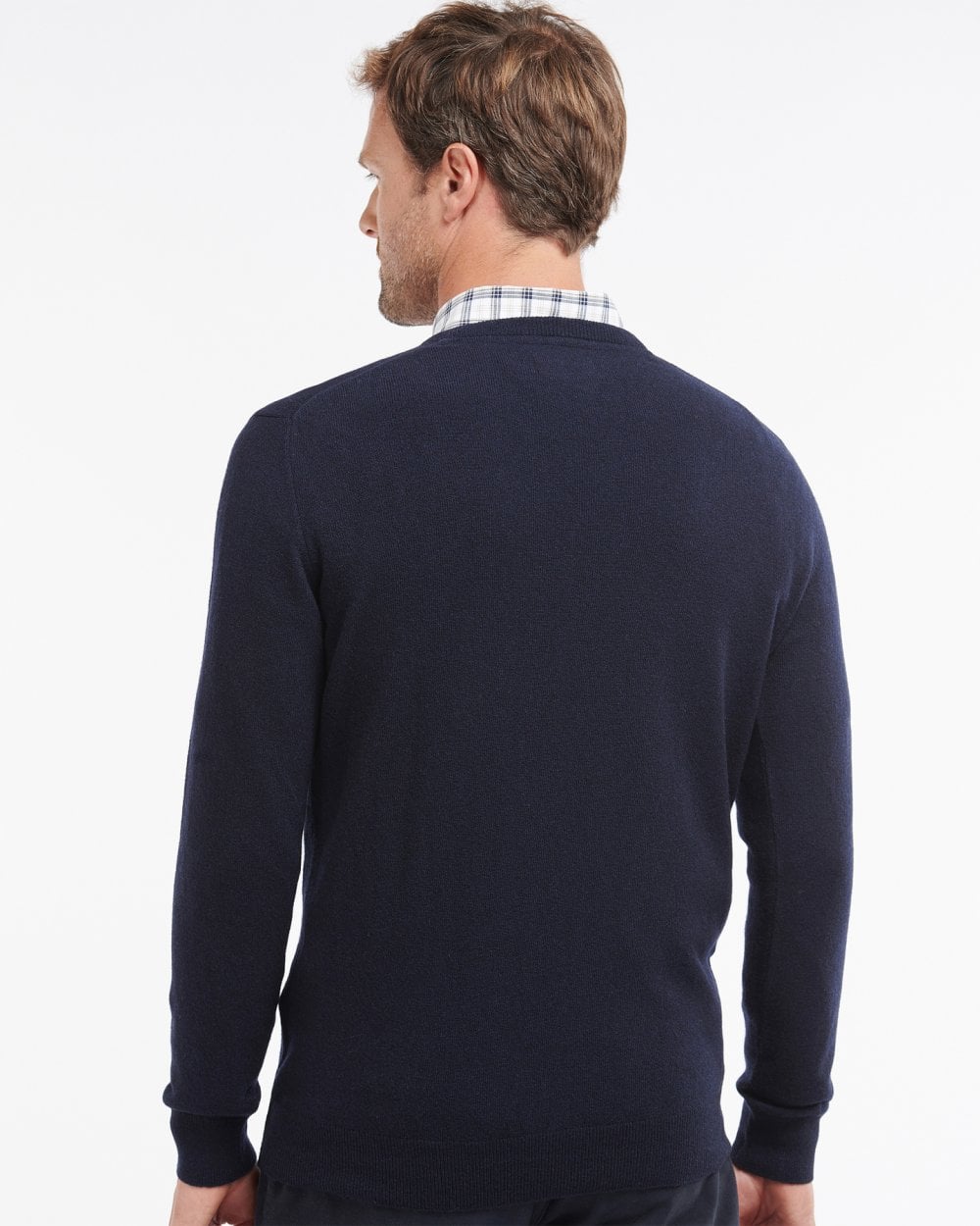 Barbour Essential Lambswool Mens V-Neck Jumper - Navy
