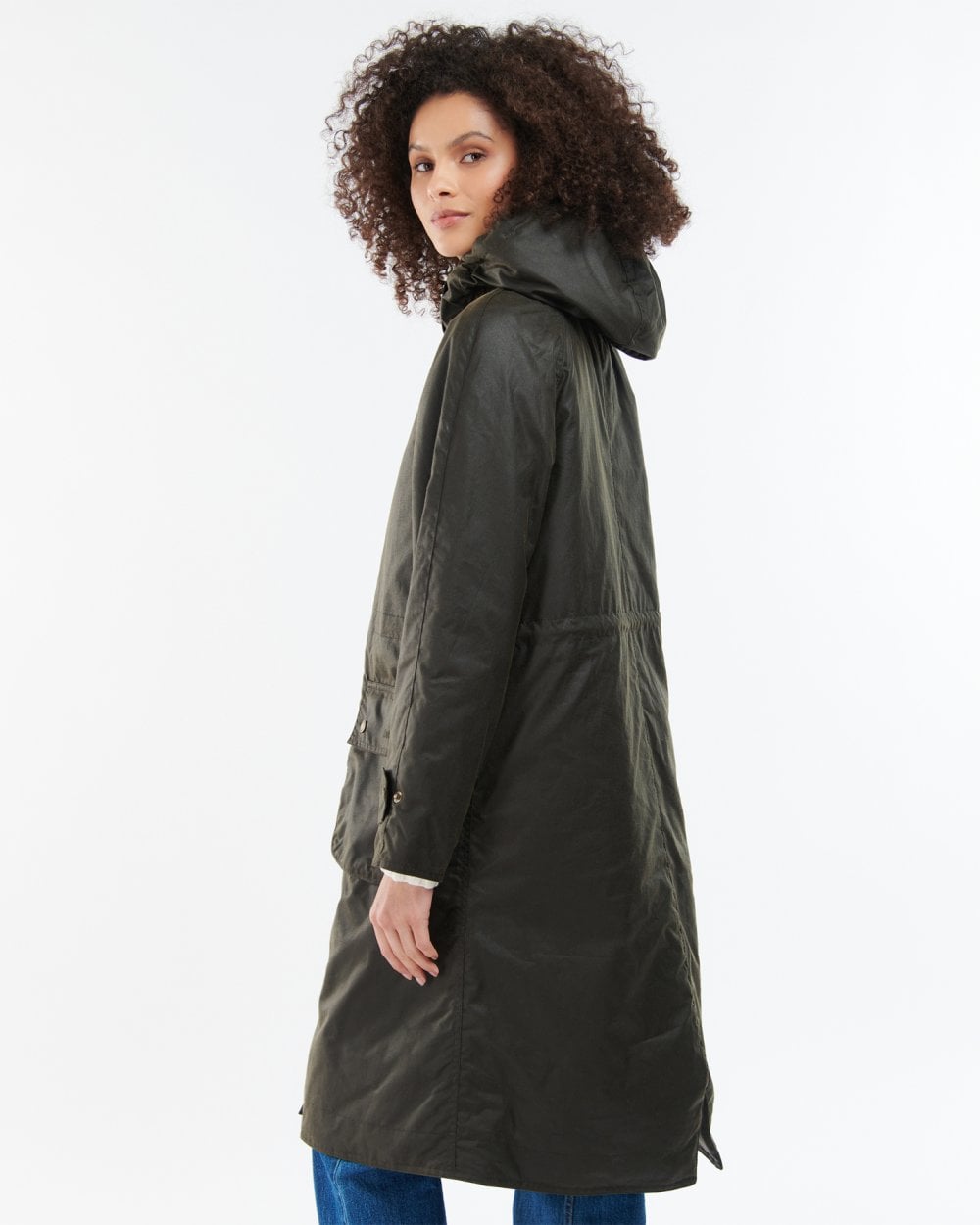 Barbour Long Cannich Womens Wax Jacket - Olive/Classic