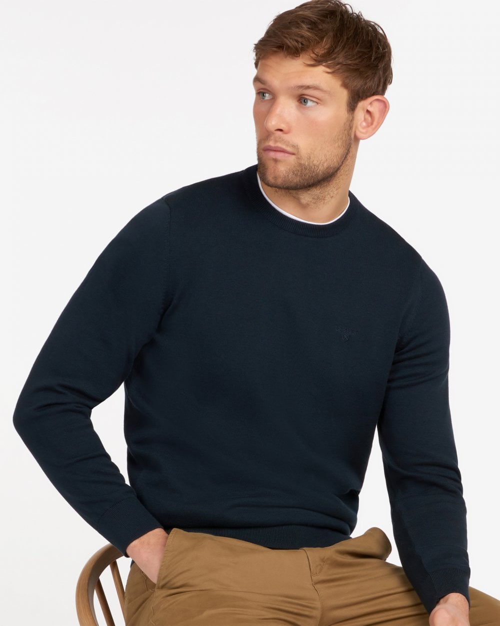 Barbour Pima Cotton Mens Crew Sweatshirt - Navy