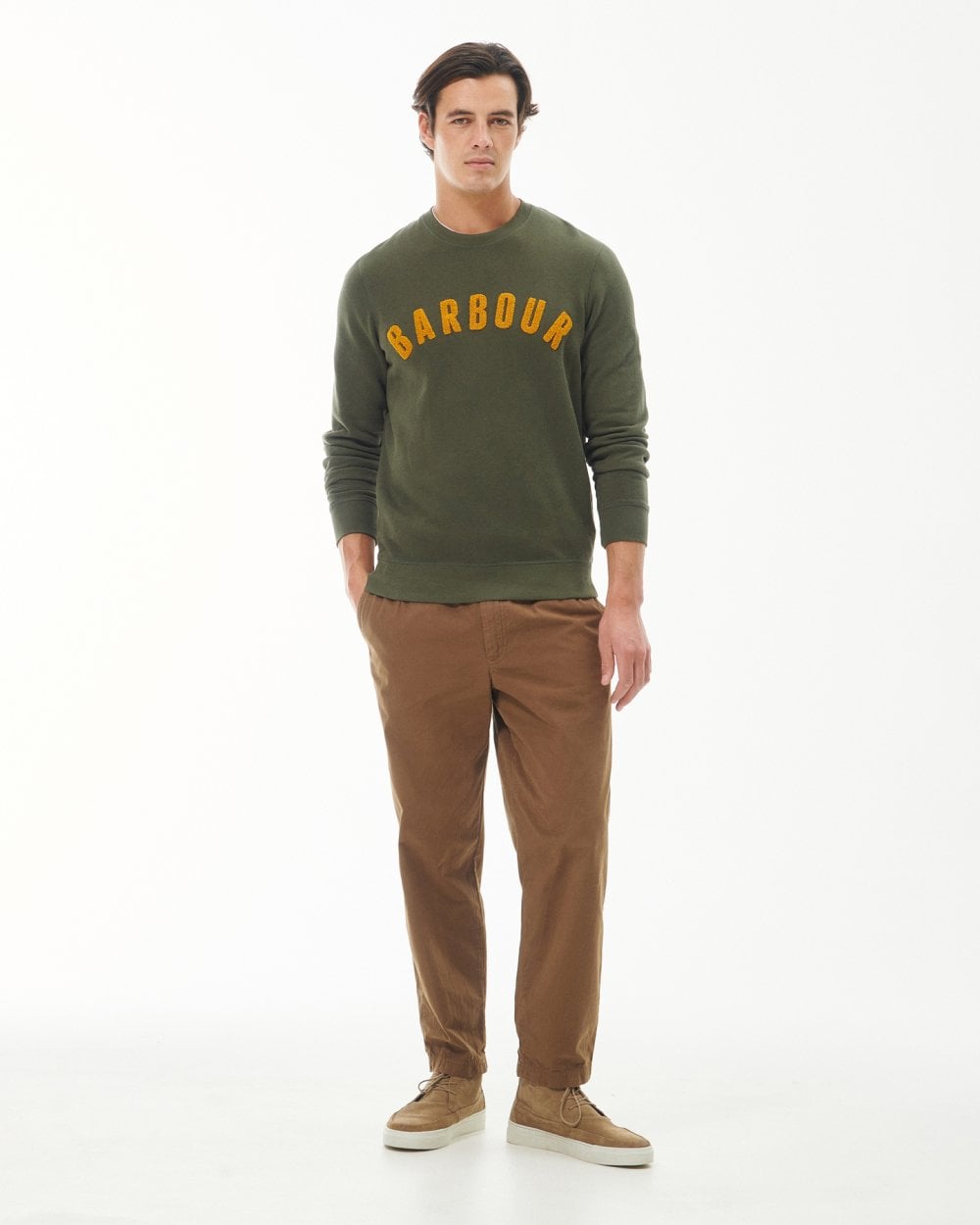 Barbour Prep Logo Crew Mens Sweatshirt - Olive