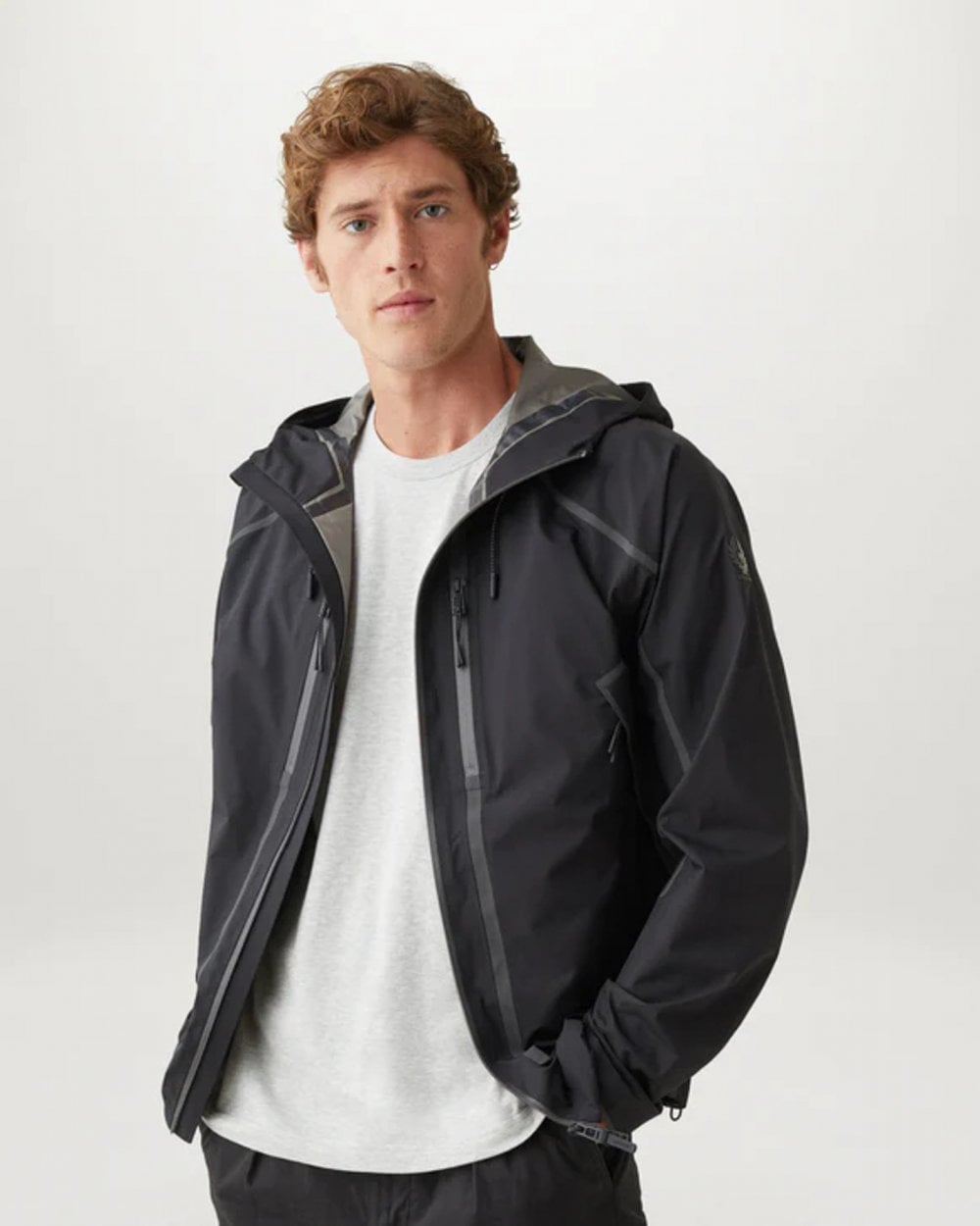 Belstaff Short Sleeved Mens Logo Patch T-Shirt - Old Silver Heather