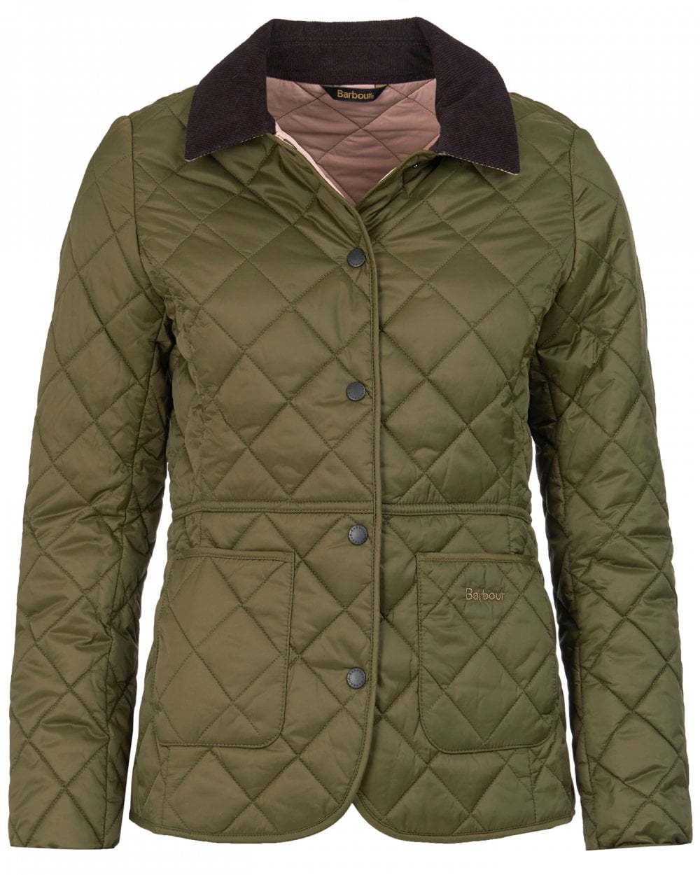 Barbour Deveron Quilted Womens Jacket - Olive/Pale Pink
