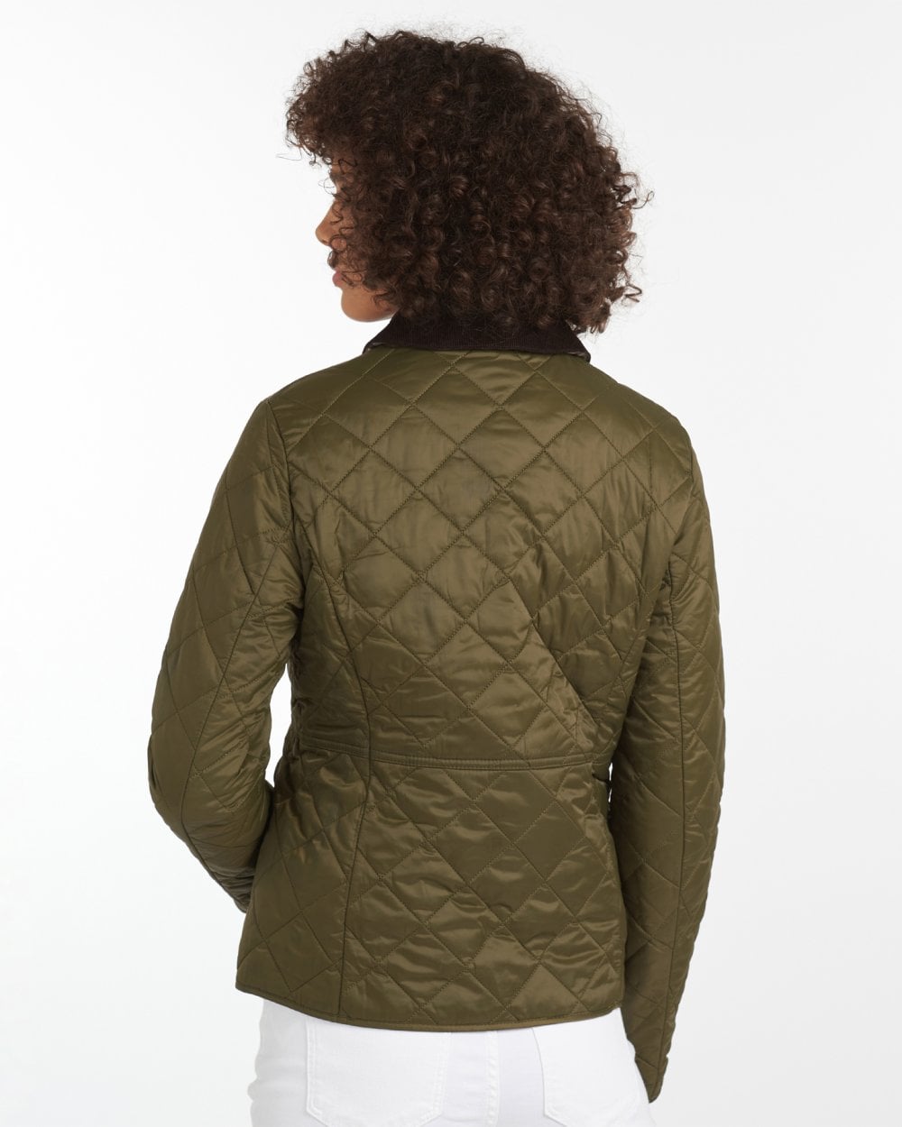 Barbour Deveron Quilted Womens Jacket - Olive/Pale Pink