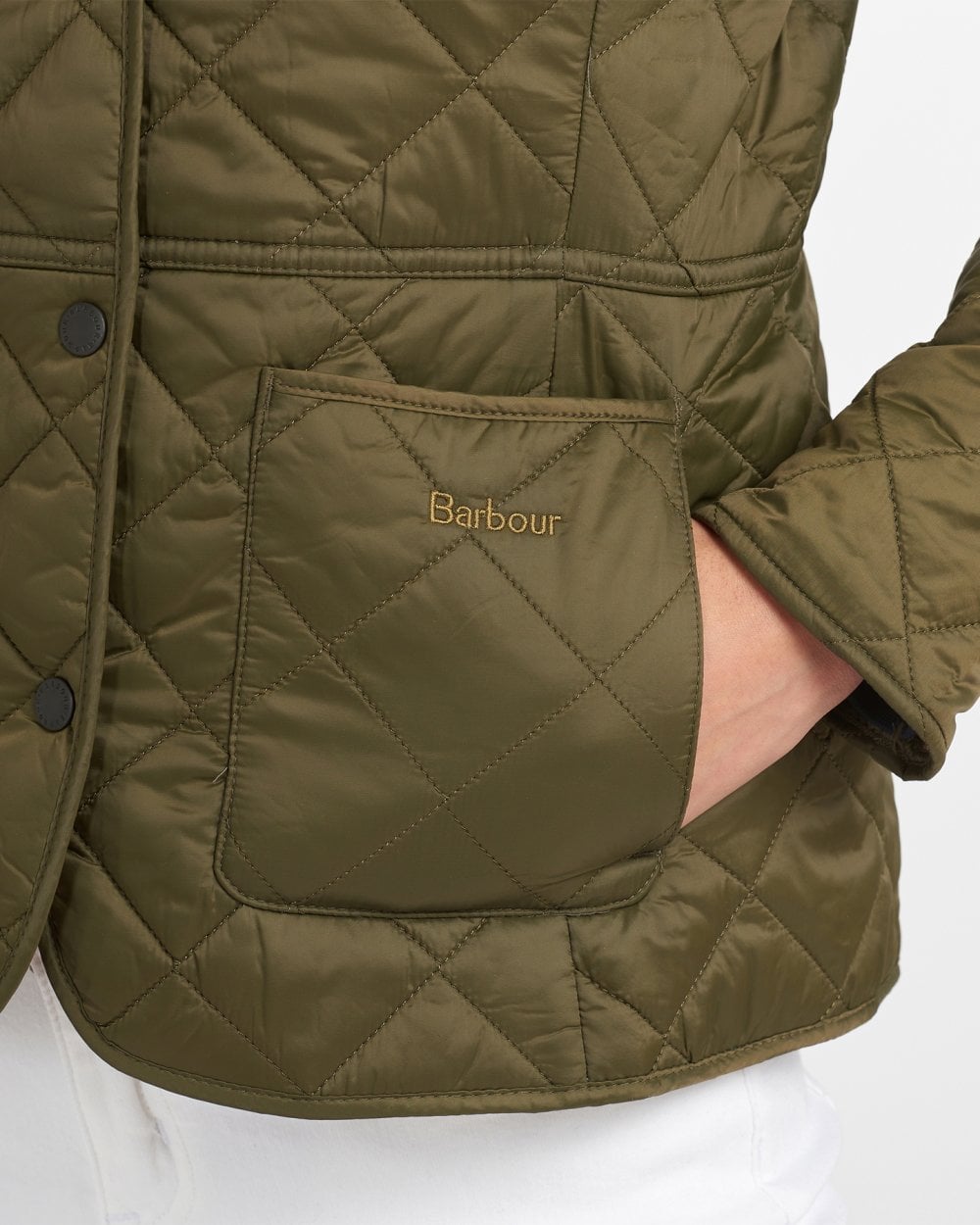 Barbour Deveron Quilted Womens Jacket - Olive/Pale Pink
