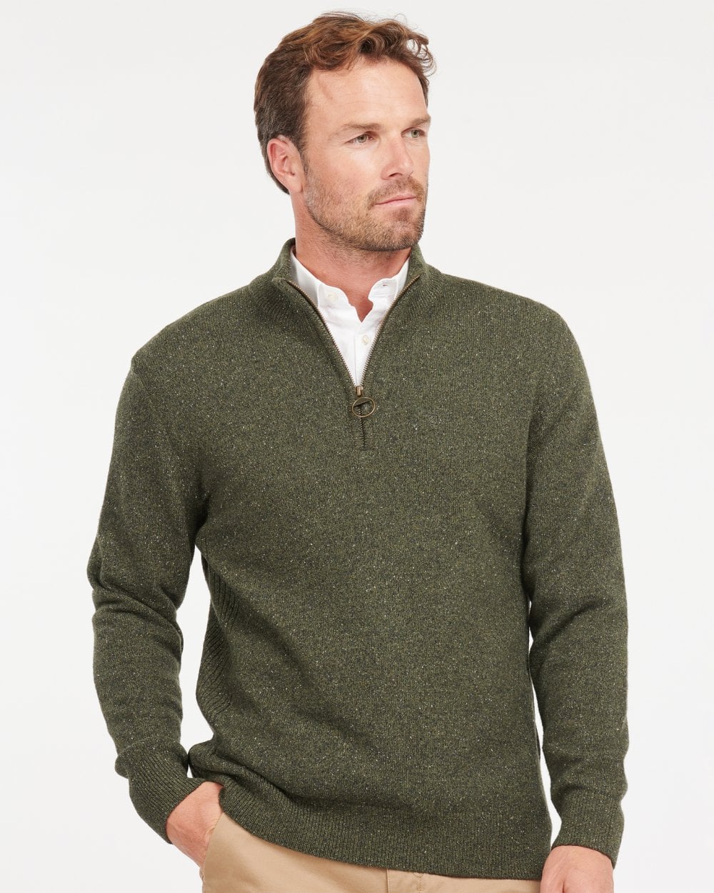 Barbour Tisbury Half Zip Mens Sweatshirt - Dark Seaweed