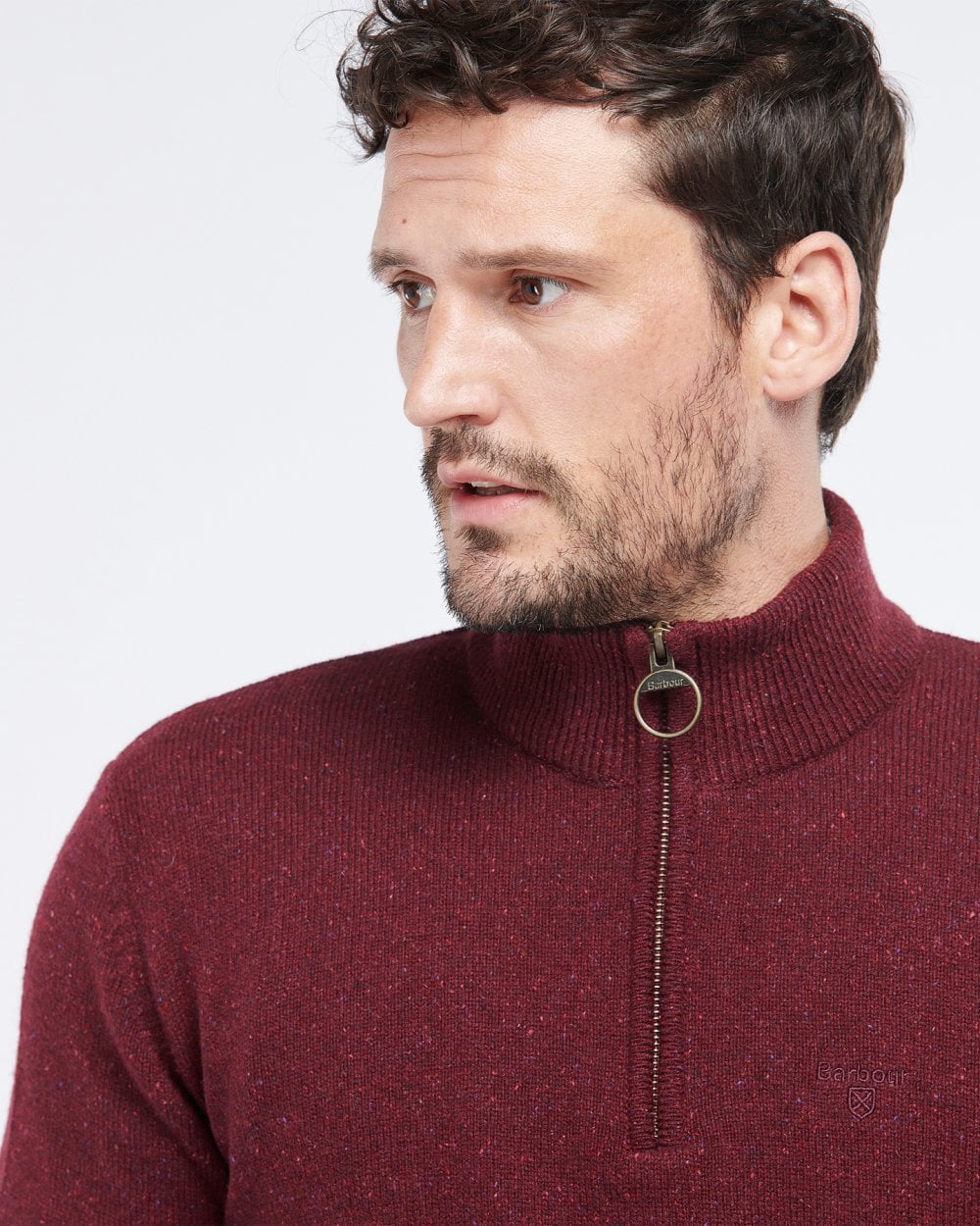Barbour Tisbury Half Zip Mens Sweatshirt - Ruby