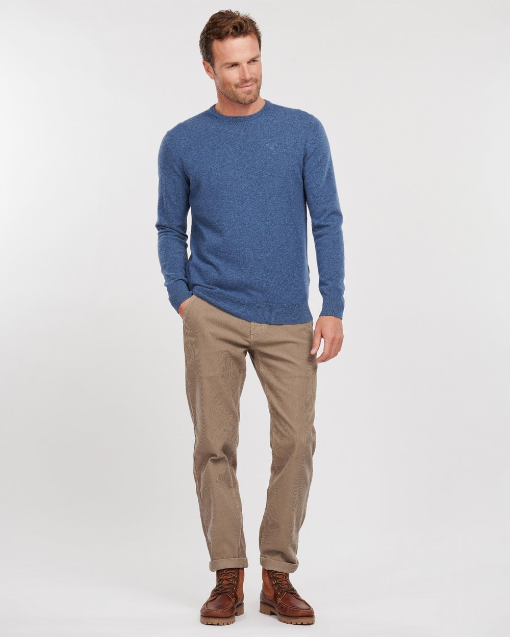 Barbour Essential Crew Neck Mens Jumper - Denim Marl