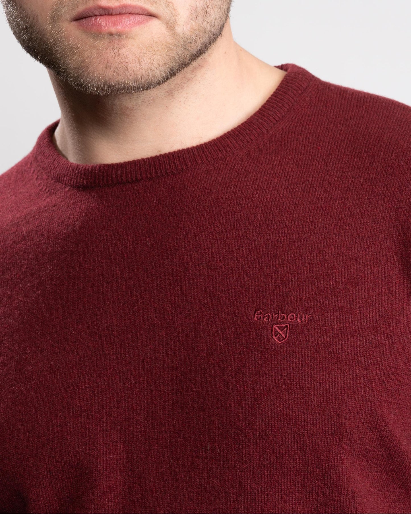 Barbour Essential Crew Neck Mens Jumper - Ruby