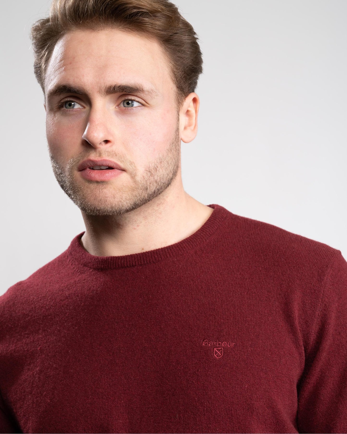 Barbour Essential Crew Neck Mens Jumper - Ruby