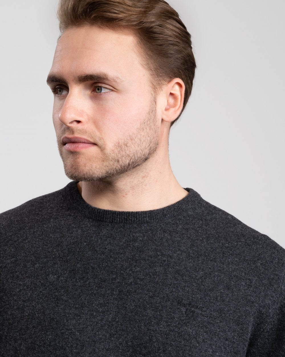 Barbour Essential Crew Neck Mens Jumper - Charcoal