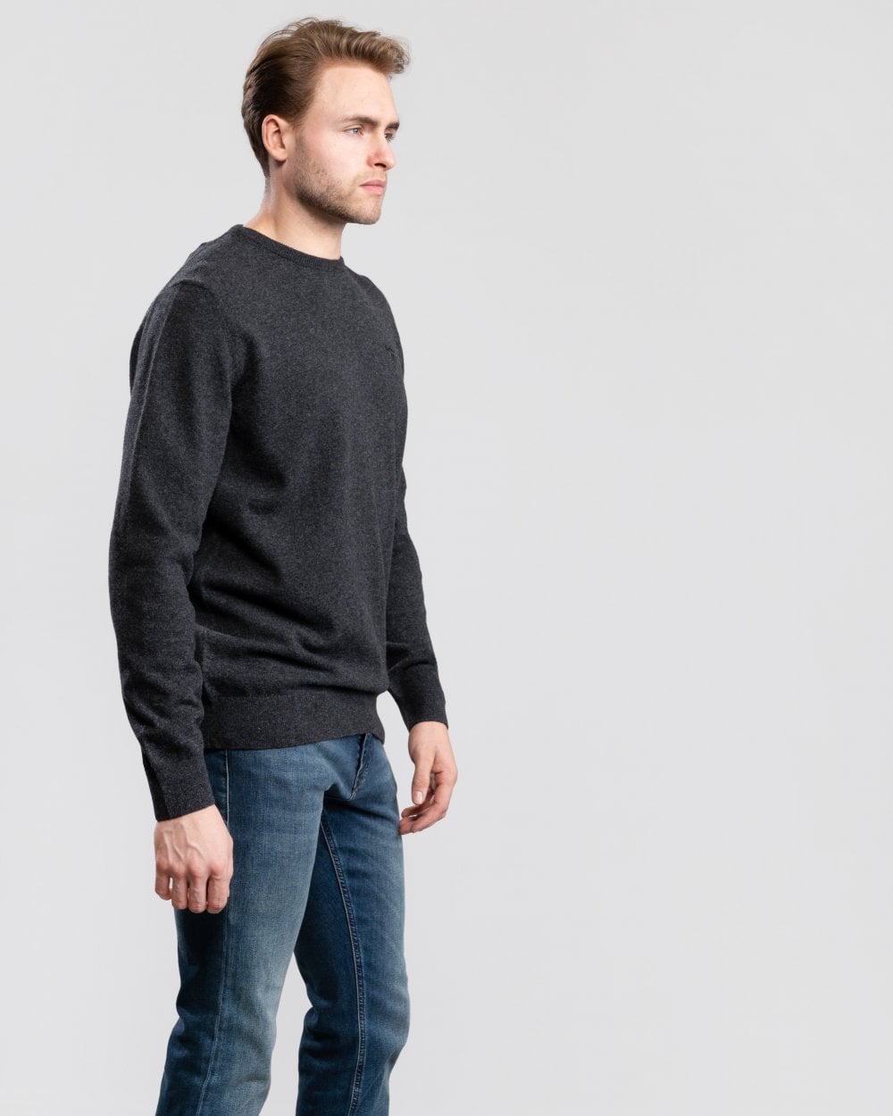 Barbour Essential Crew Neck Mens Jumper - Charcoal