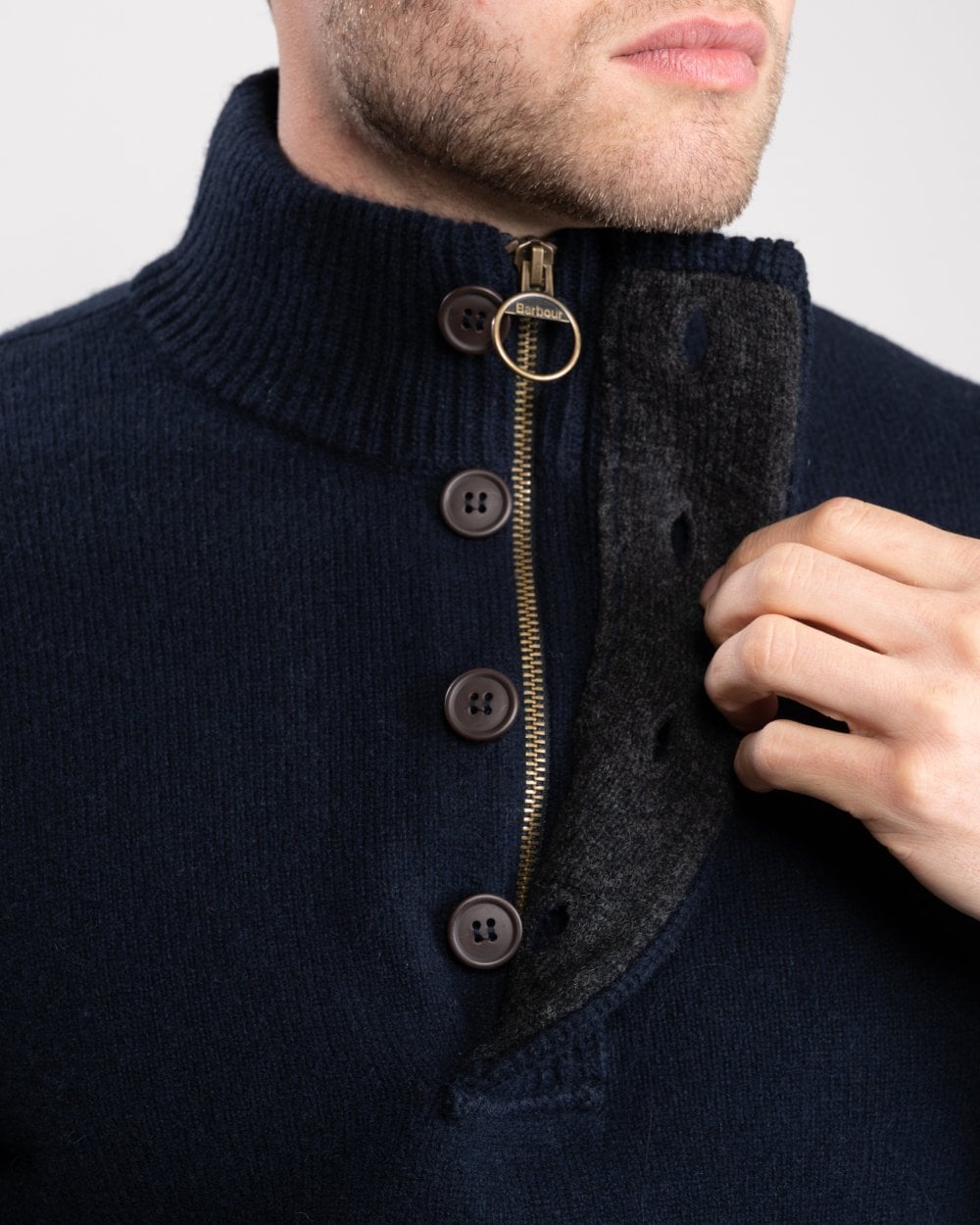 Barbour Essential Patch Half Zip Mens Jumper - Navy
