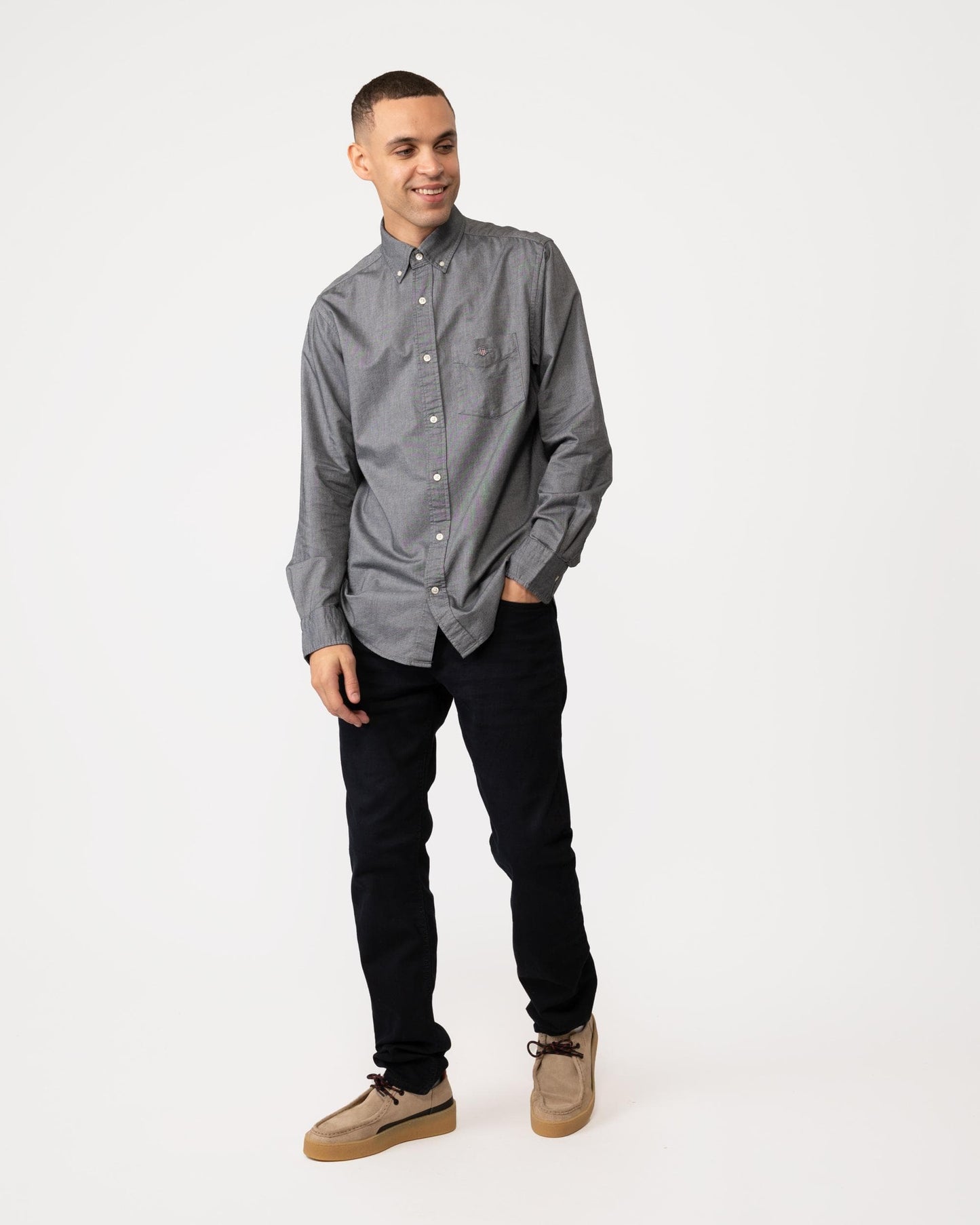GANT Mens Regular Fit Long Sleeve Oxford Shirt - 5 Black