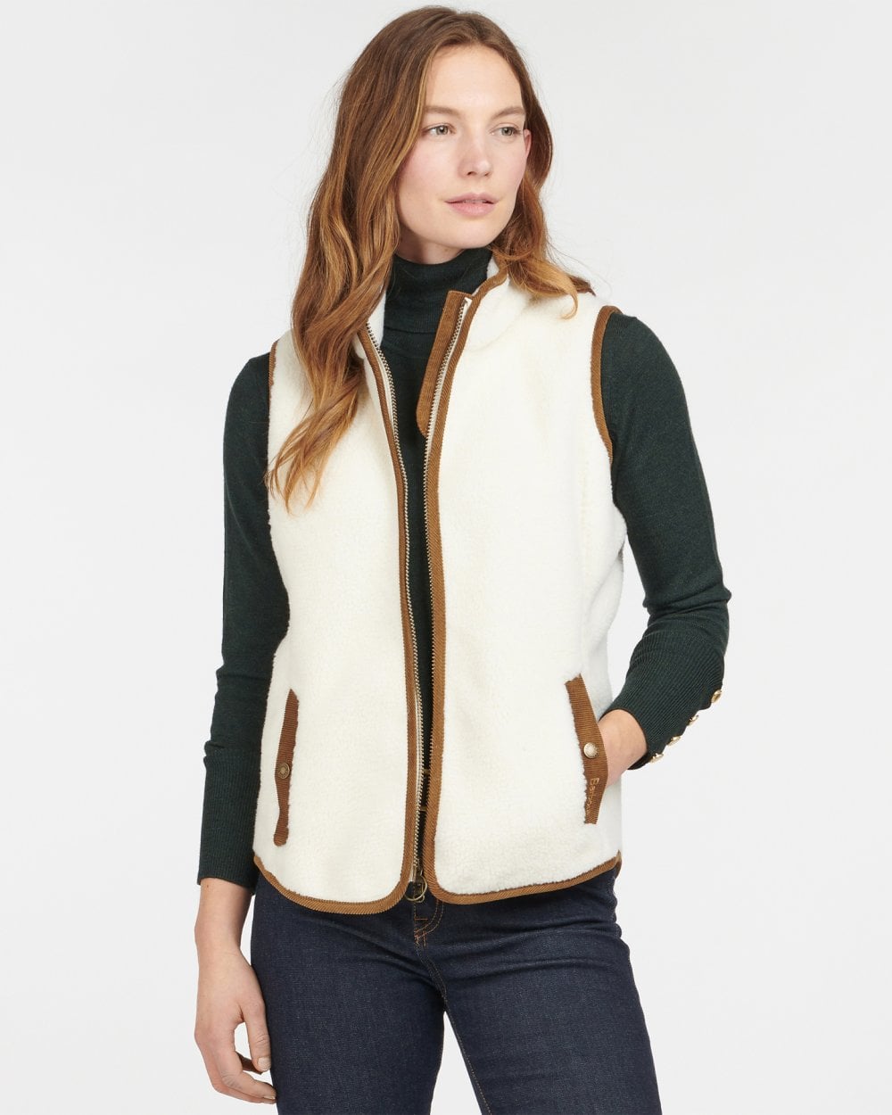 Barbour Burford Womens Fleece Gilet - Winter Pearl/Classic