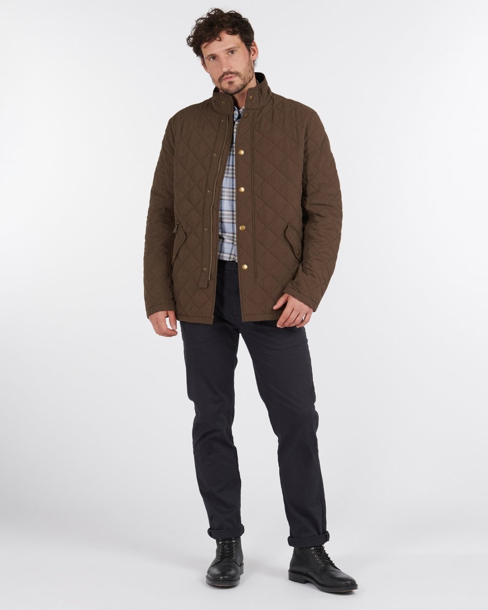 Barbour Shoveler Mens Quilted Jacket - Dark Olive