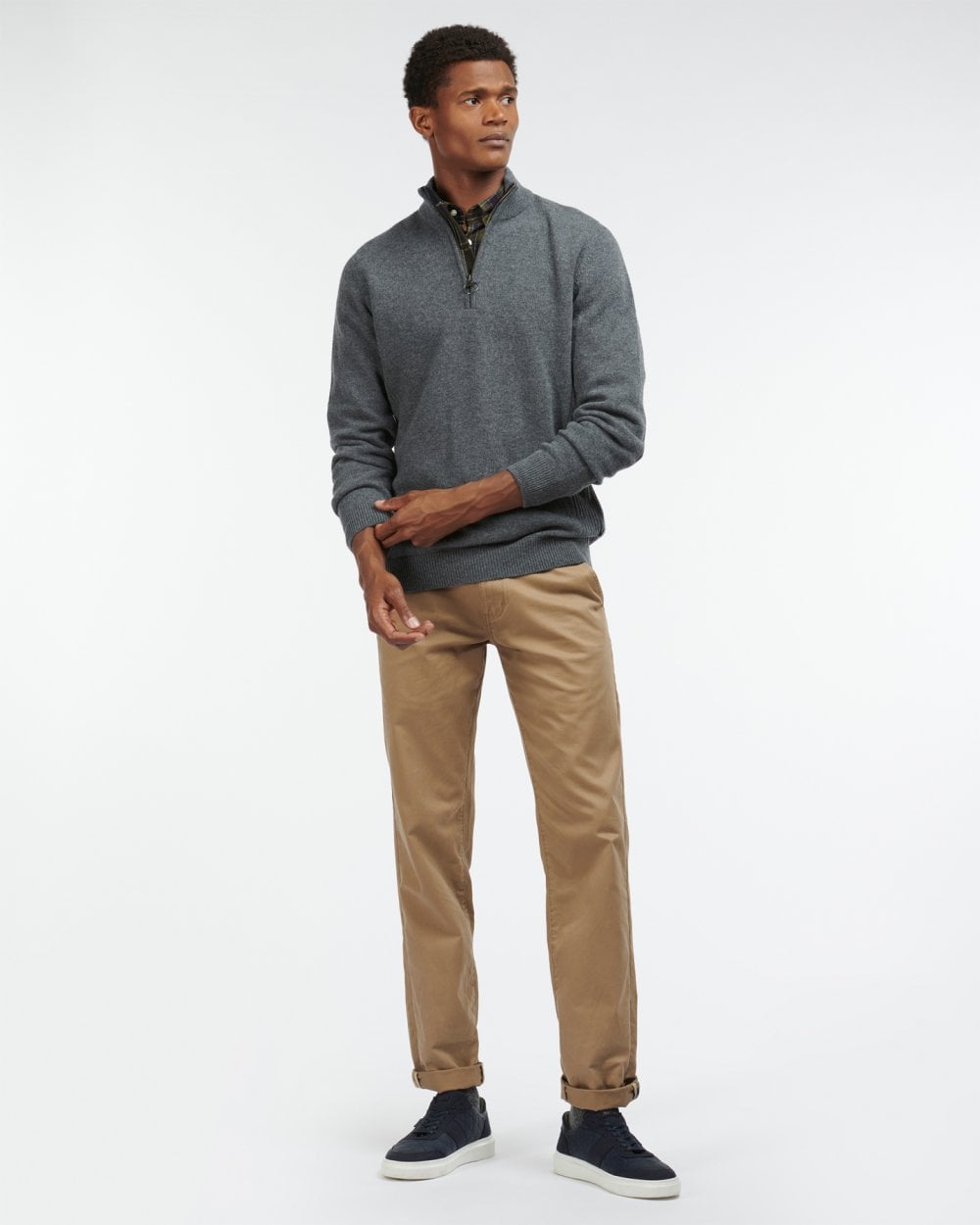 Barbour Holden Mens Half Zip - Mid Grey Marl