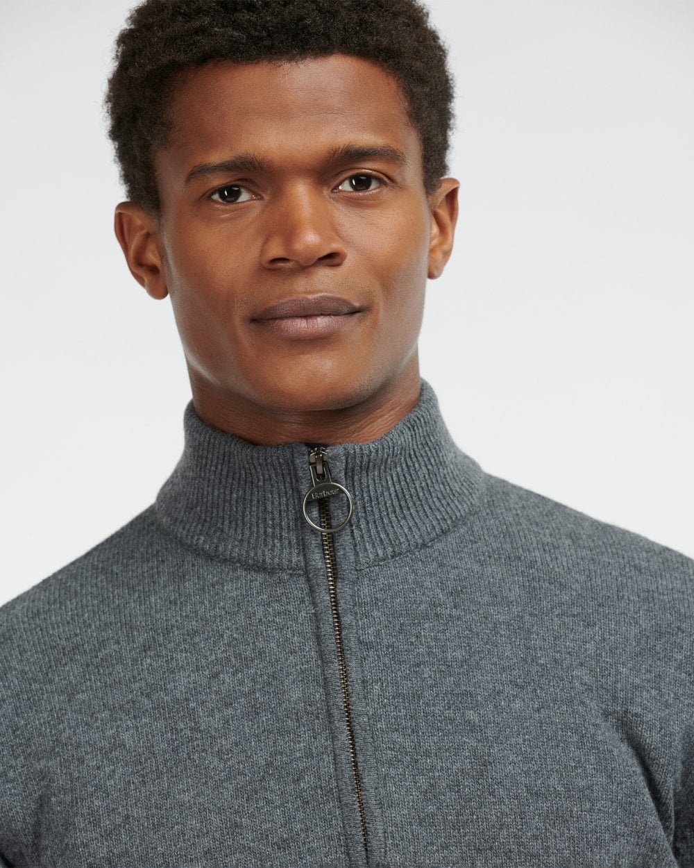 Barbour Holden Mens Half Zip - Mid Grey Marl