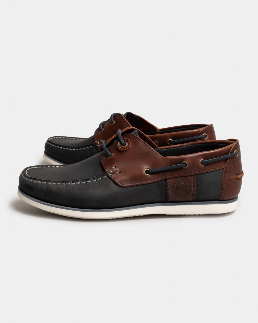 Barbour Wake Mens Boat Shoes - Navy/brown