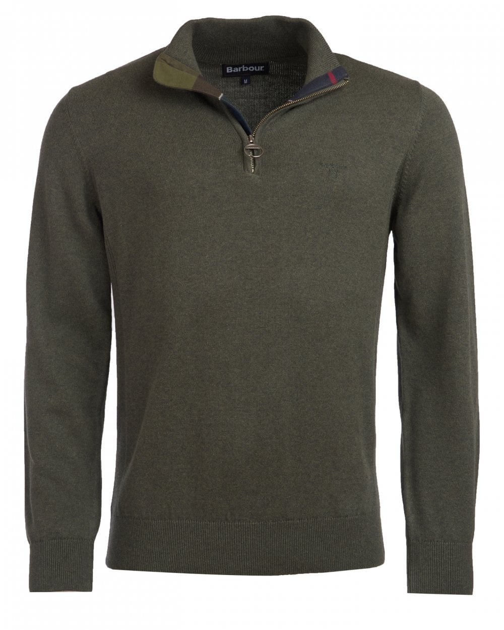 Barbour Cotton Mens Half Zip Jumper - Olive Marl