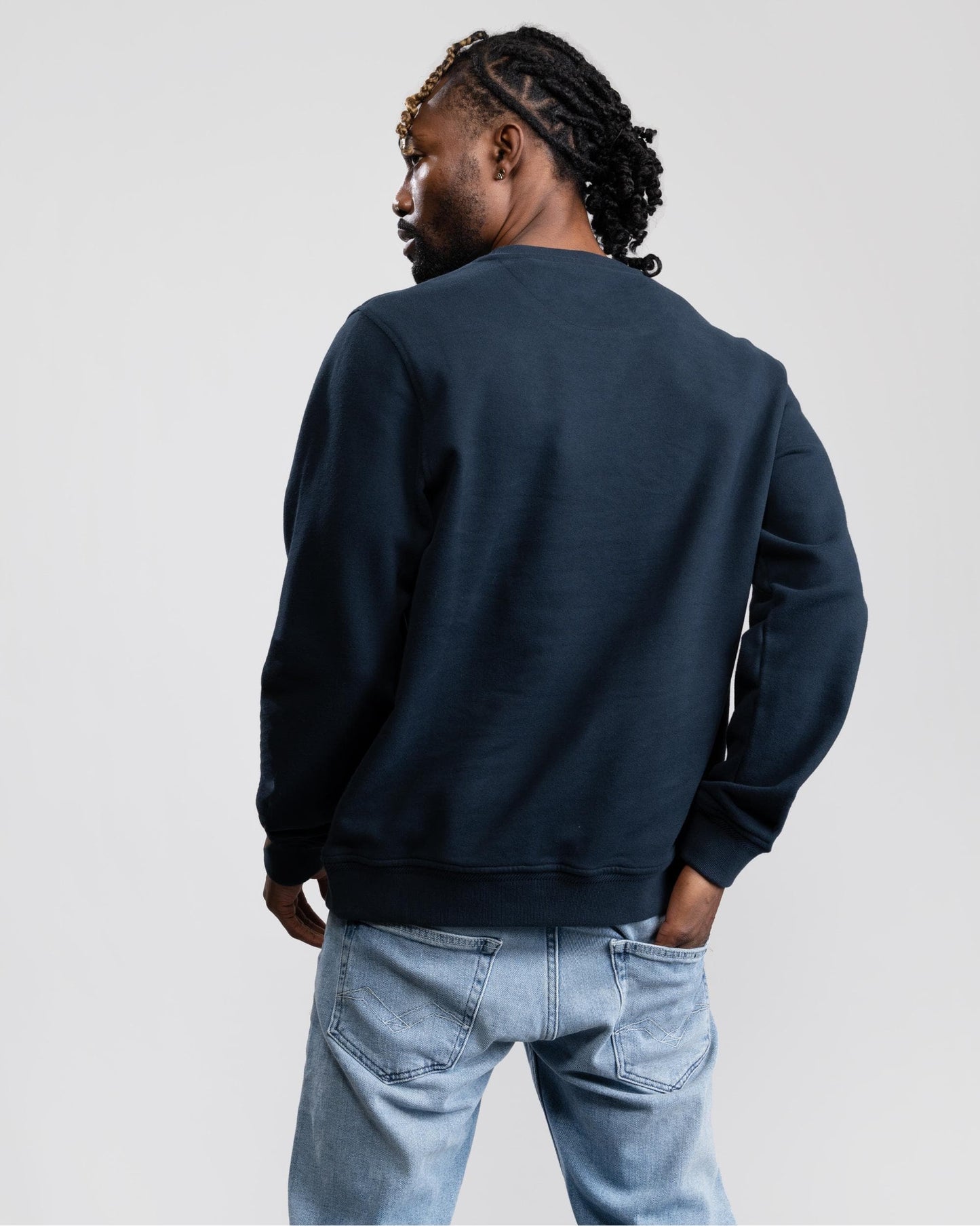 Belstaff Mens Crew Neck Sweatshirt With Logo Patch - Dark Ink