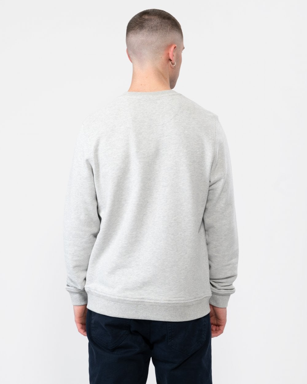 Belstaff Mens Crew Neck Sweatshirt With Logo Patch - Old Silver Heather