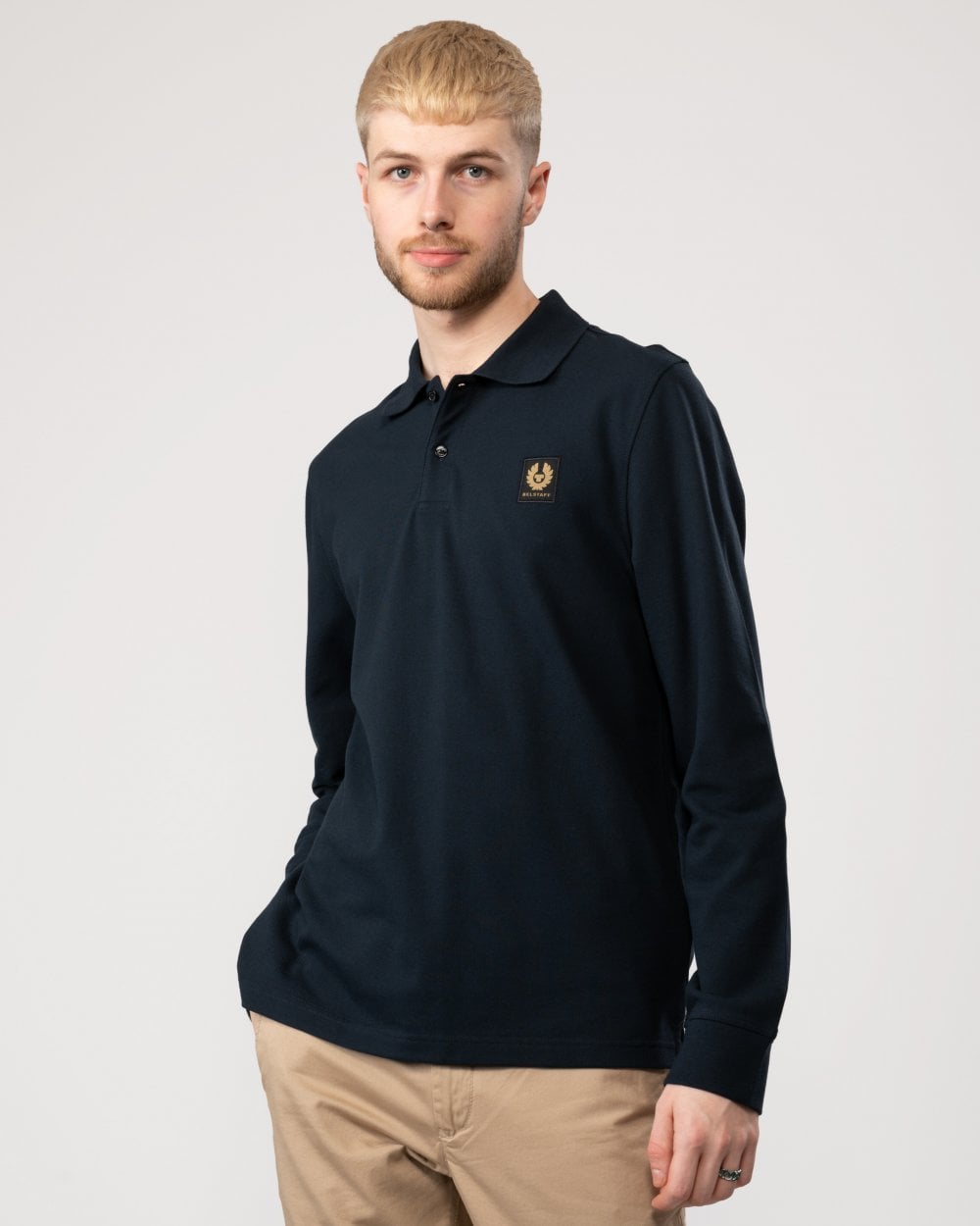 Belstaff Long Sleeved Mens Essentials Polo - Dark Ink