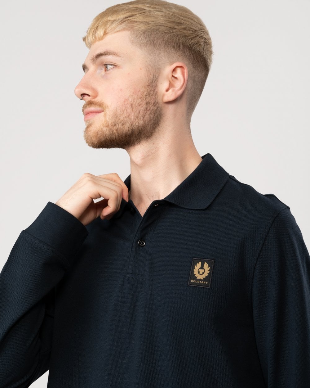 Belstaff Long Sleeved Mens Essentials Polo - Dark Ink