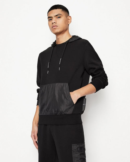 Armani Exchange Mens Techno Fabric Kangaroo Pouch Hoodie 3LZMFB