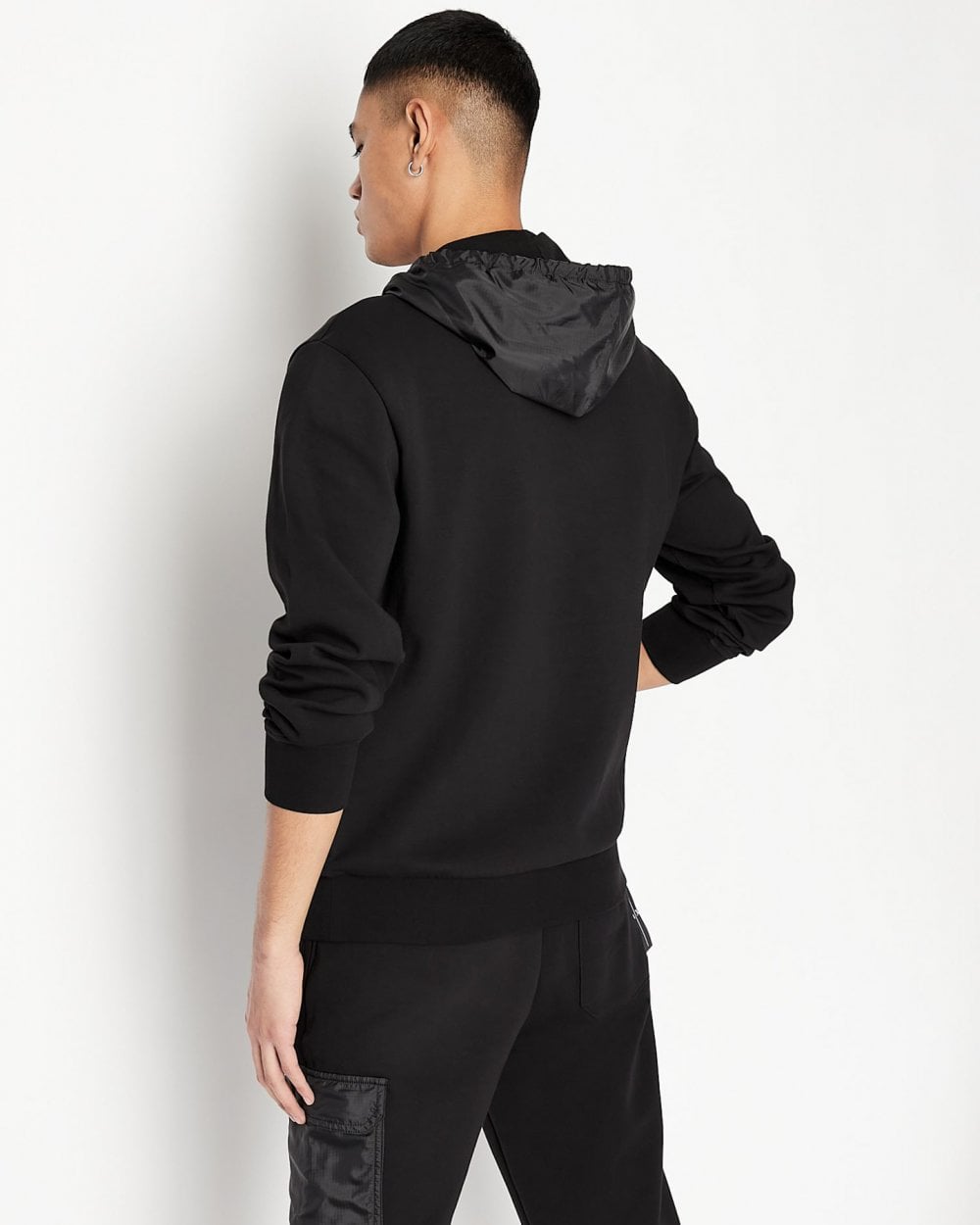 Armani Exchange Mens Techno Fabric Kangaroo Pouch Hoodie 3LZMFB
