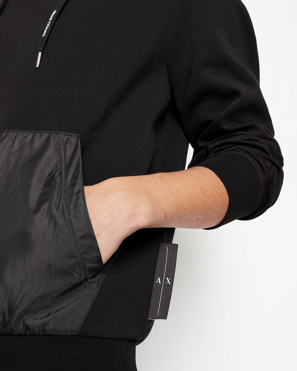 Armani Exchange Mens Techno Fabric Kangaroo Pouch Hoodie 3LZMFB