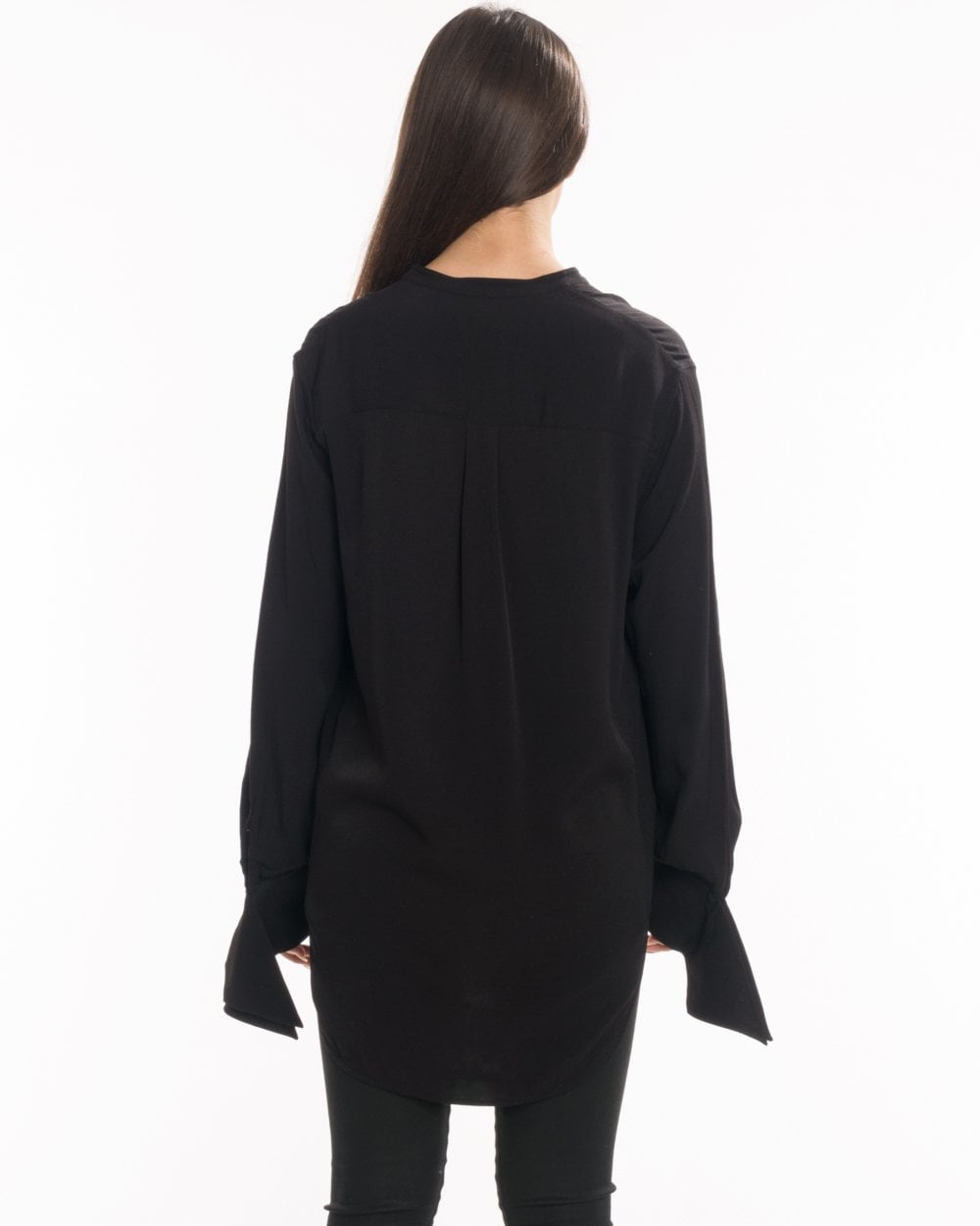 Calvin Klein Draped Cuff Long Sleeve Womens Blouse
