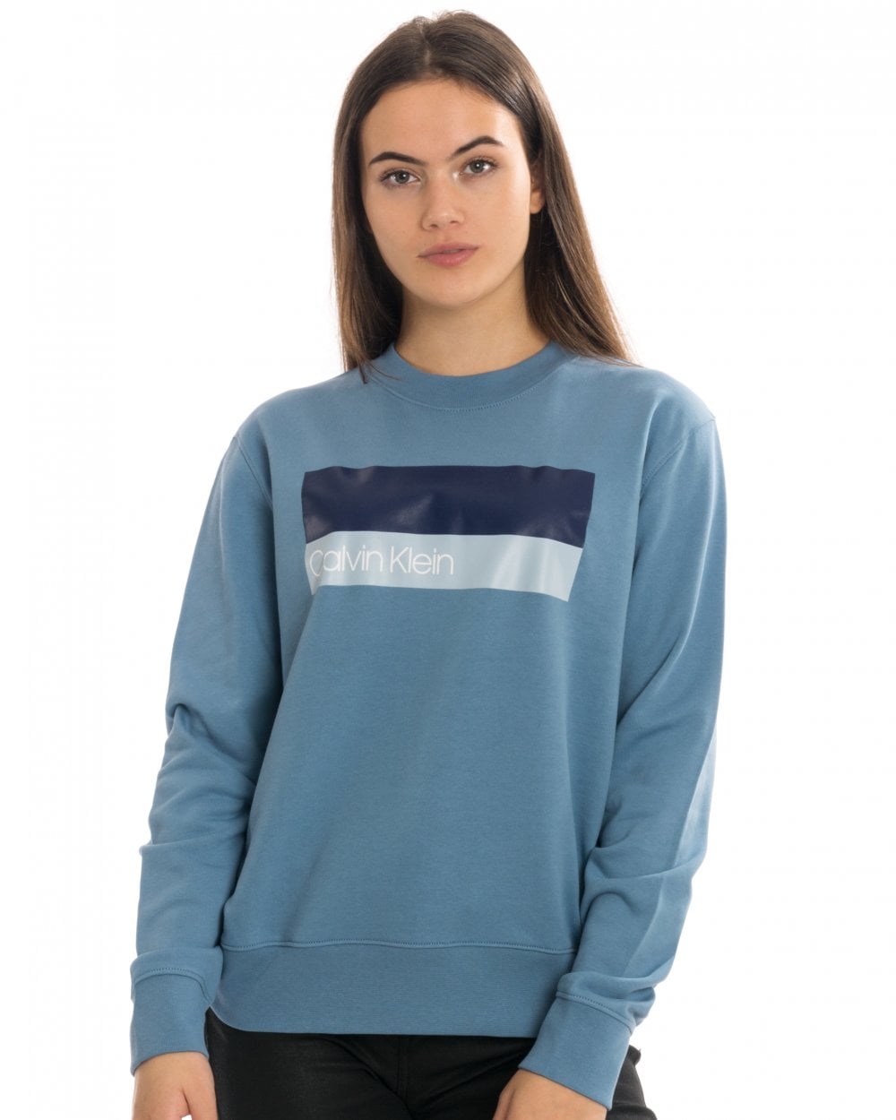 Calvni Klein Duo Logo Print Long Sleeve Womens Sweatshirt