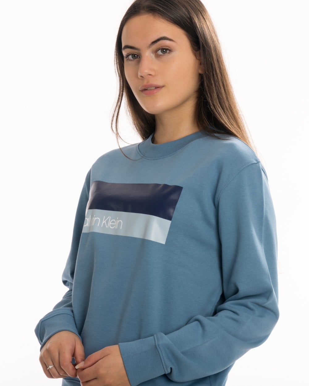 Calvni Klein Duo Logo Print Long Sleeve Womens Sweatshirt