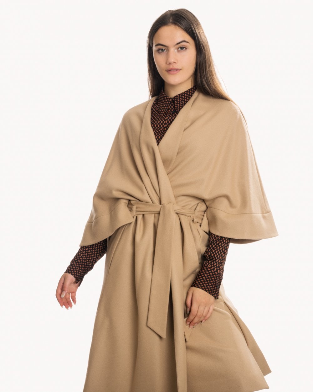 Calvin Klein Wool Cashmere Womens Wrap Coat