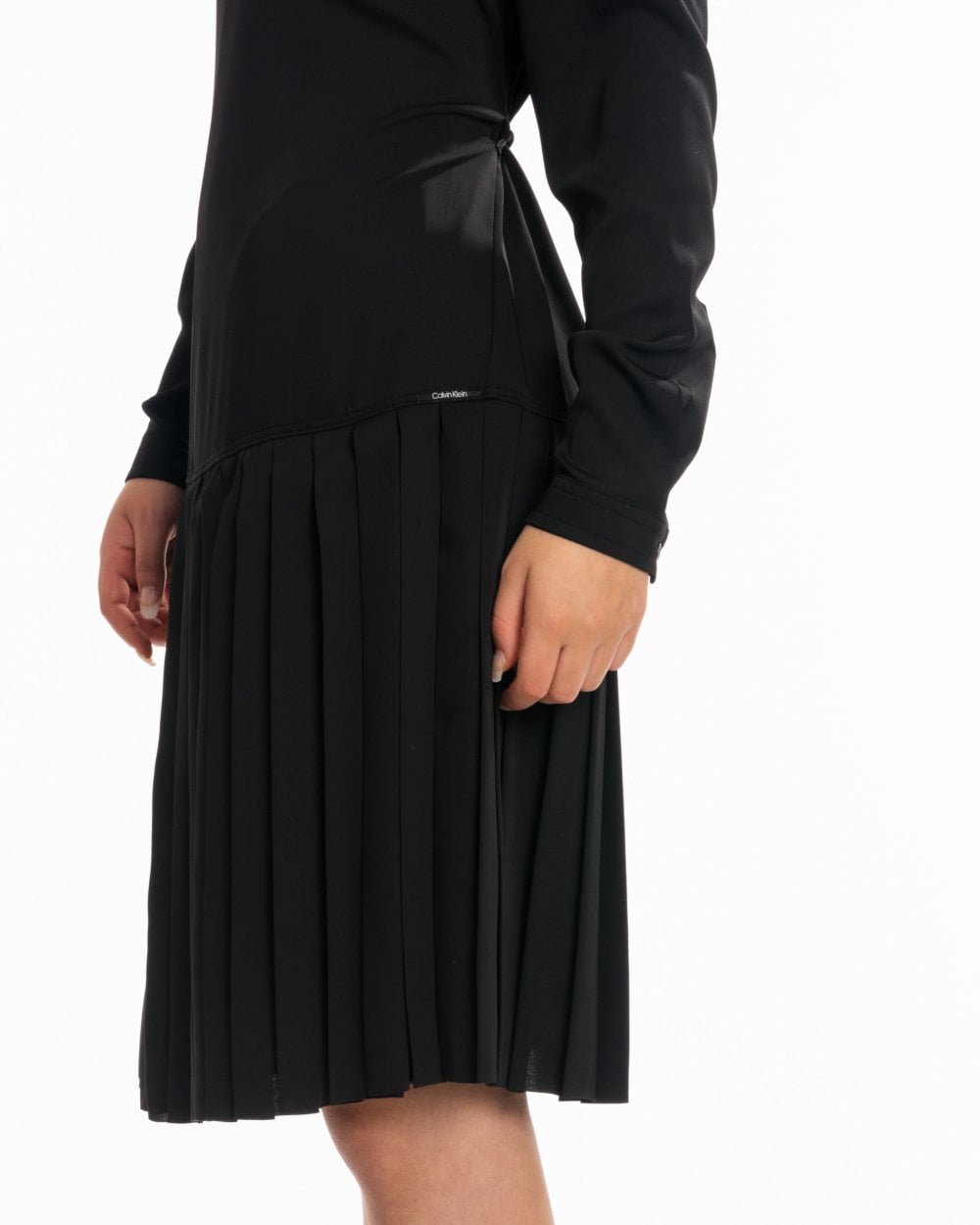 Calvin Klein Pleated Long Sleeve Womens Dress