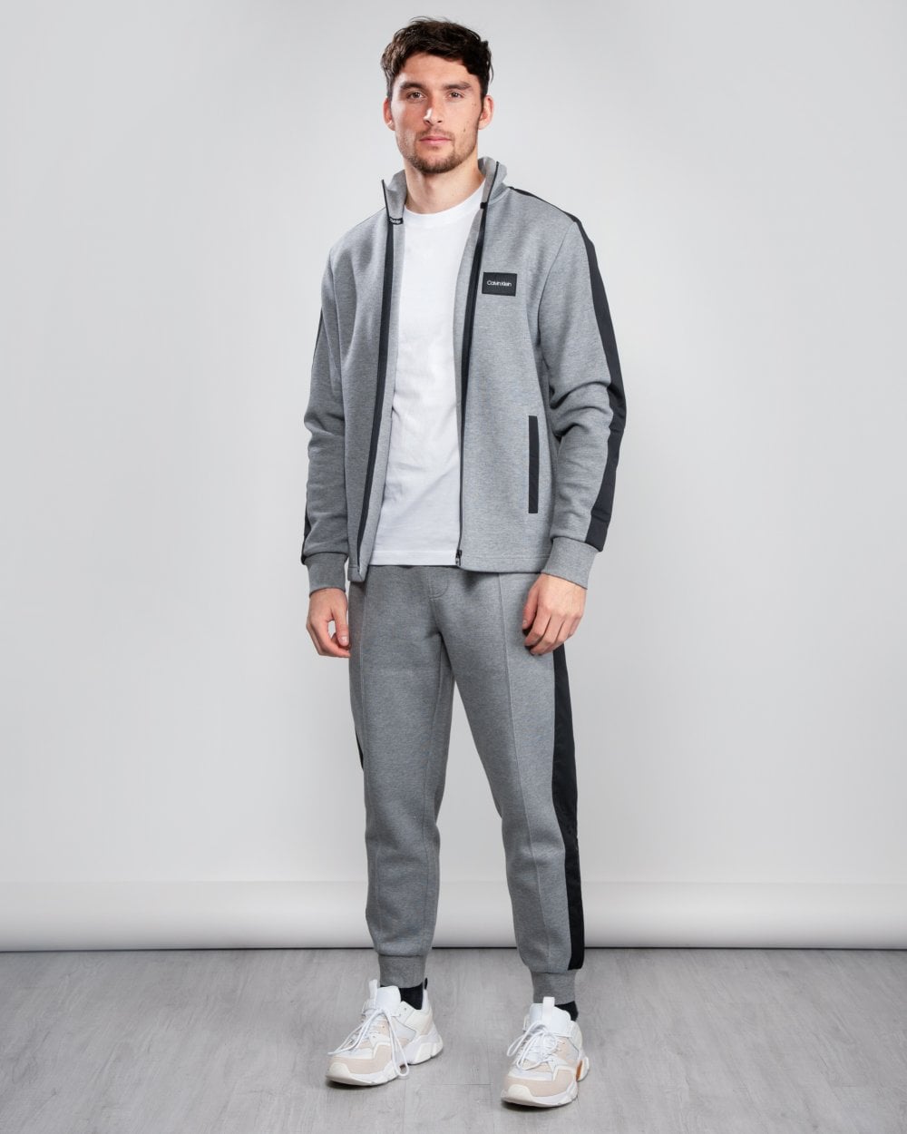 Calvin Klein Full Zip 2 Tone Sweatshirt - Mid Grey/Heather