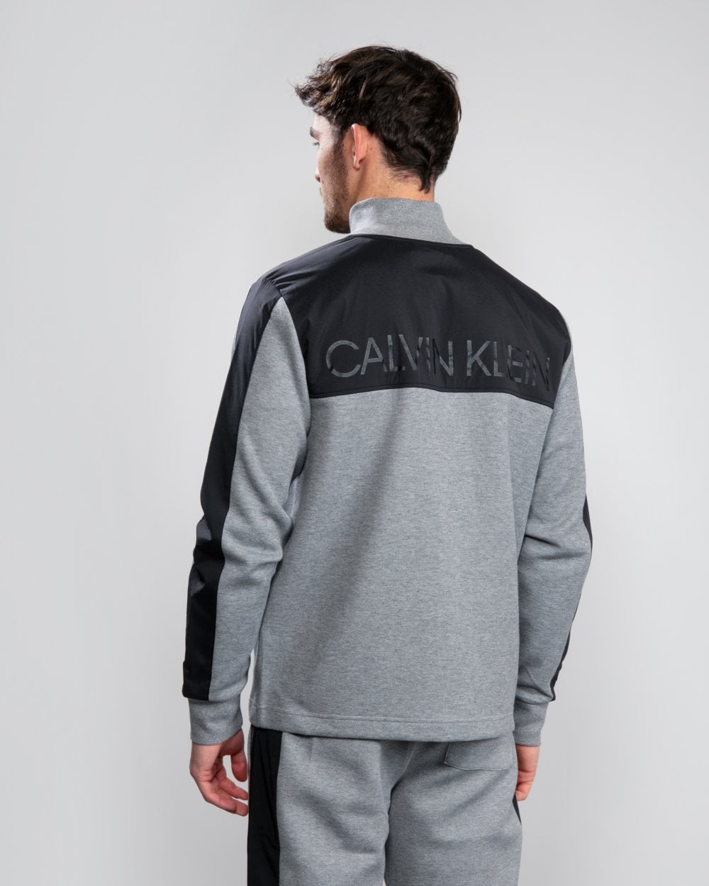 Calvin Klein Full Zip 2 Tone Sweatshirt - Mid Grey/Heather