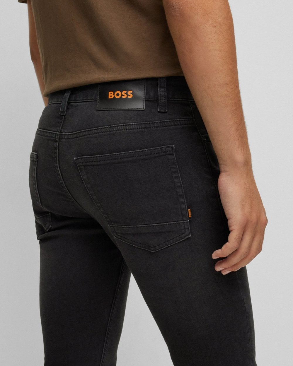 BOSS Orange BOSS Orange Delaware Mens Slim-fit Jeans in Charcoal Super-Stretch Denim