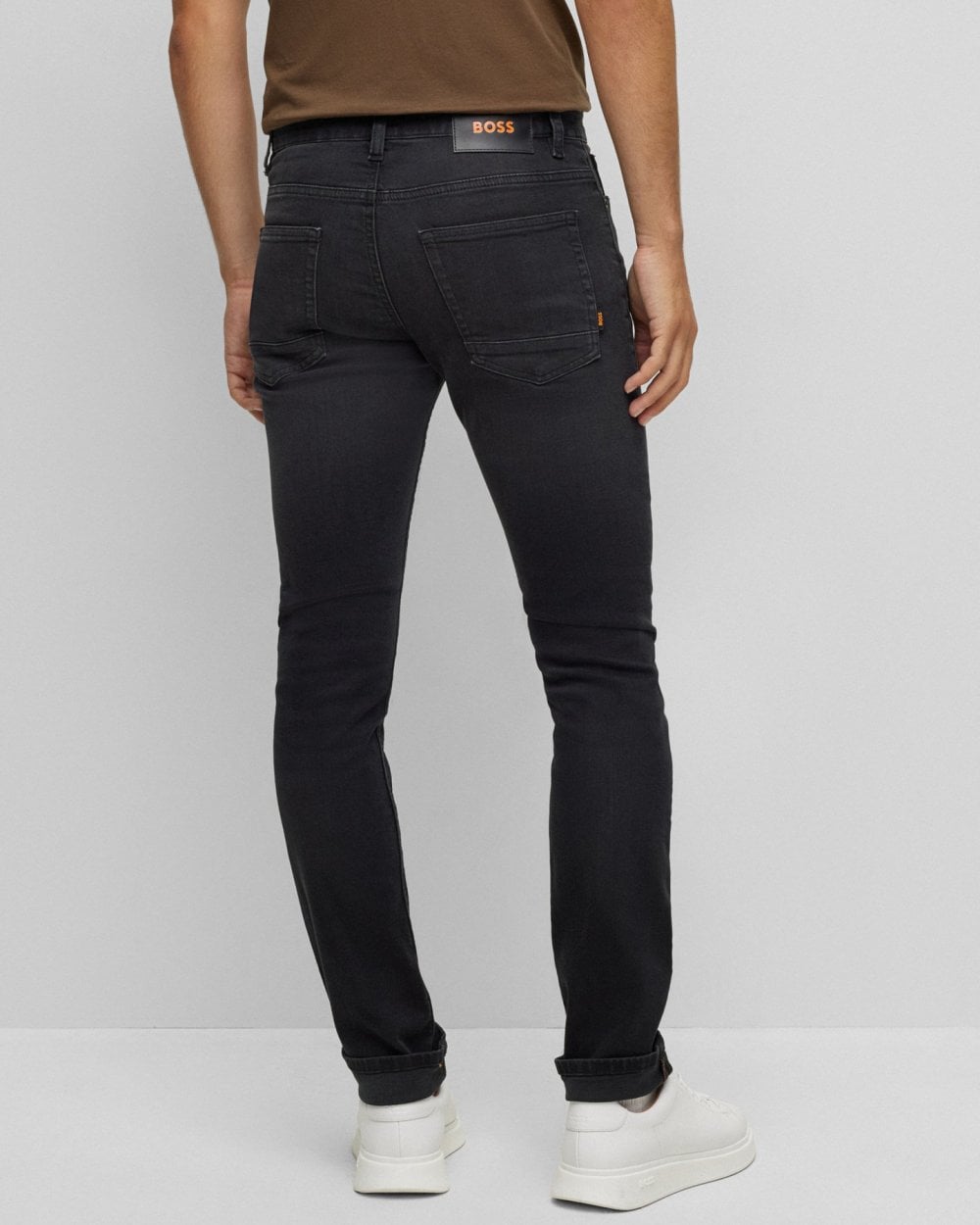 BOSS Orange BOSS Orange Delaware Mens Slim-fit Jeans in Charcoal Super-Stretch Denim