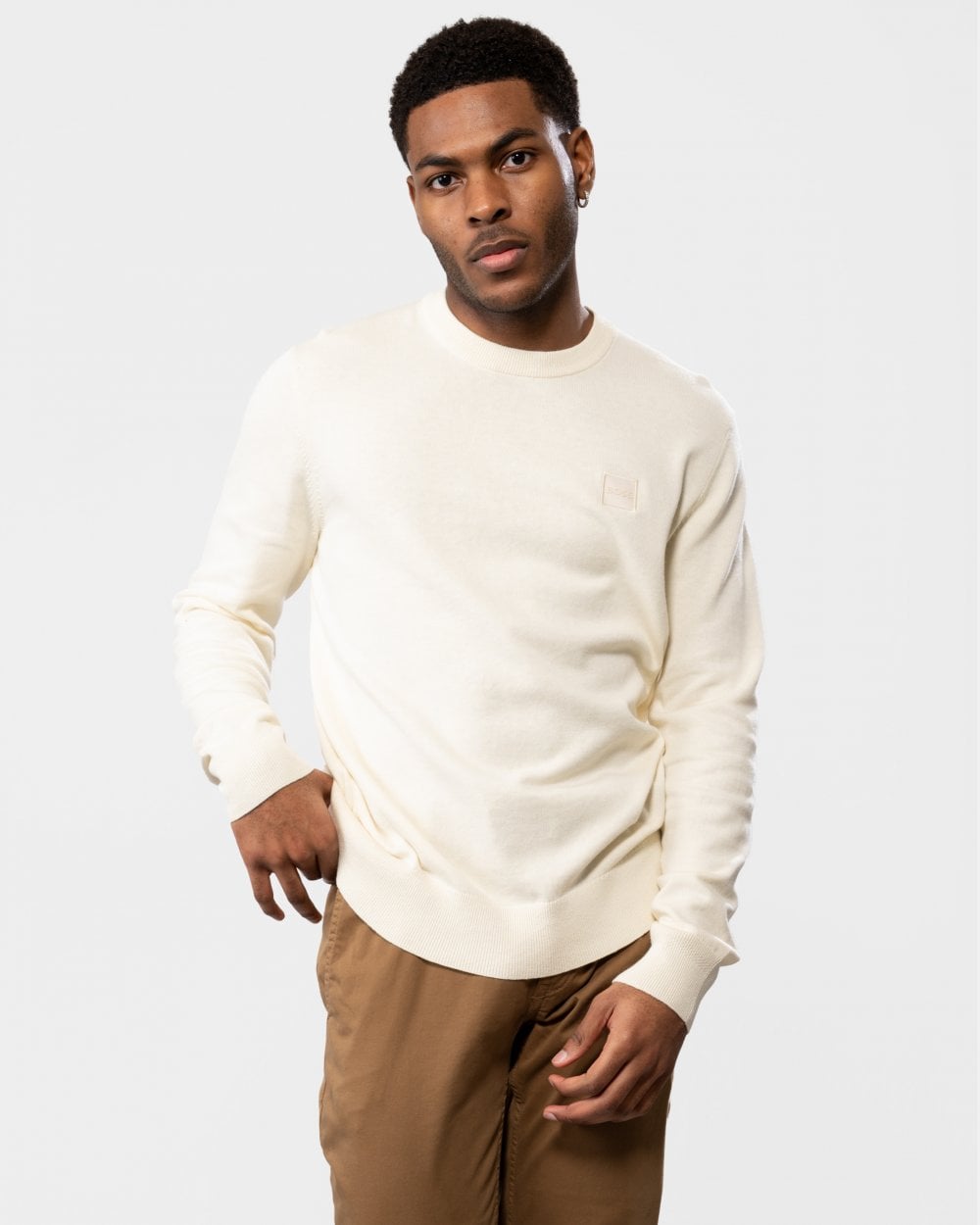 BOSS Orange Kanovano Mens Cotton-Cashmere Crew Neck Sweater