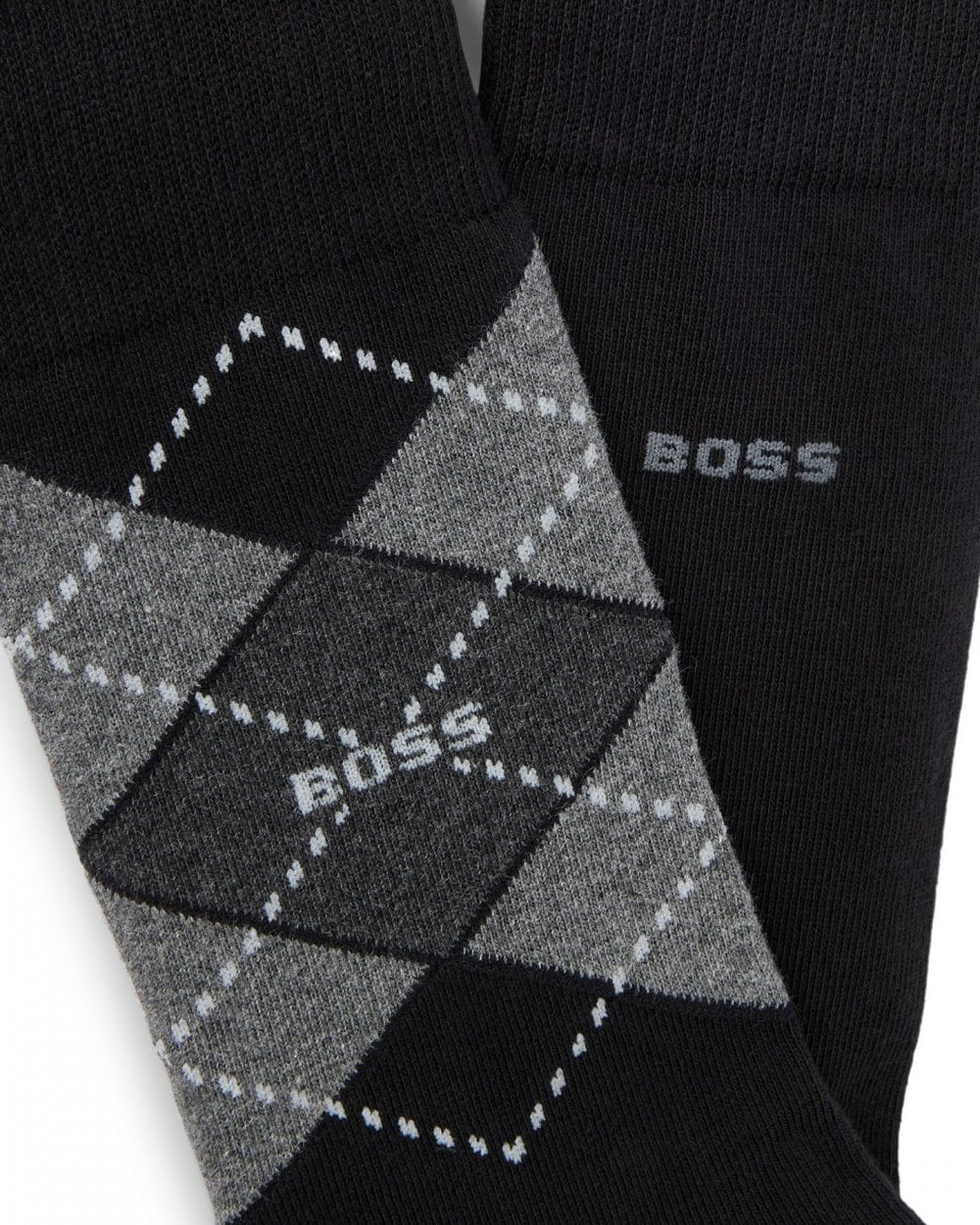 BOSS Orange 2 Pack Mens Combed Cotton Argyle Socks - Black 001