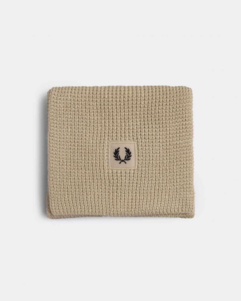 Fred Perry Mens Waffle Knit Patch Brand Rib Scarf