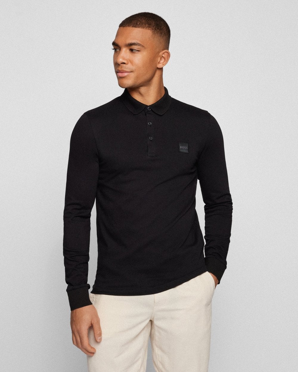 BOSS Orange Passerby Mens Long Sleeve Polo Shirt
